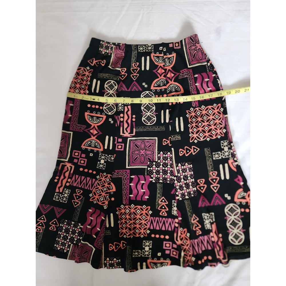 Choices Women's Black Pink Multicolor Printed Ruffle Flounce Skirt Size Medium - Picture 6 of 9